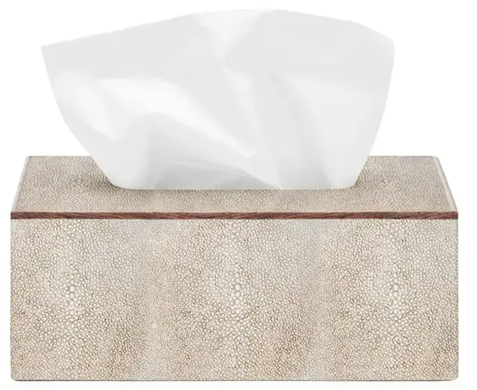 Pigeon and Poodle Manchester Rect Tissue Box, Warm Silver Faux Shagr