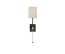 Visual Comfort Lucia Medium Tail Sconce in Matte Black and Crystal With Linen Shade 