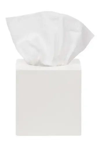 [TDH1120] Pigeon and Poodle Cordoba Square Tissue Box, White Burlap Ceramic