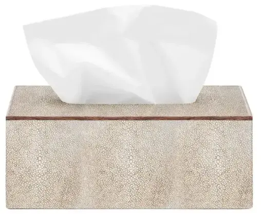 [TDH1145] Pigeon and Poodle Manchester Rect Tissue Box, Warm Silver Faux Shagr