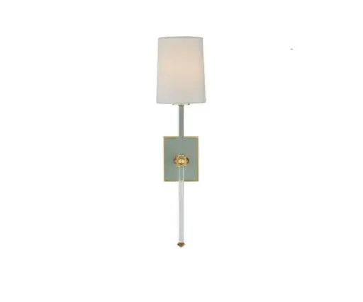 [TDH577] Visual Comfort Lucia Medium Tail Sconce in Celadon and Crystal With Linen Shade 