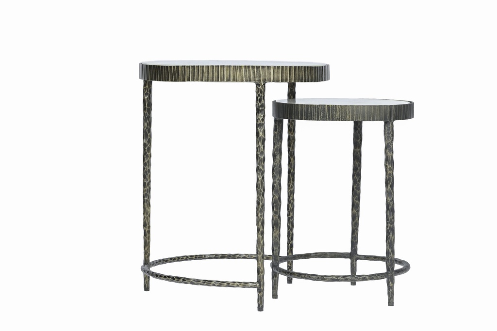 Set/2 solid iron +natural marble tables iron color: antique bronze iron texture as the right picture "factory" marble color: white