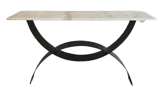 Elements Solid Iron + Natural Marble Console Marble Color: White