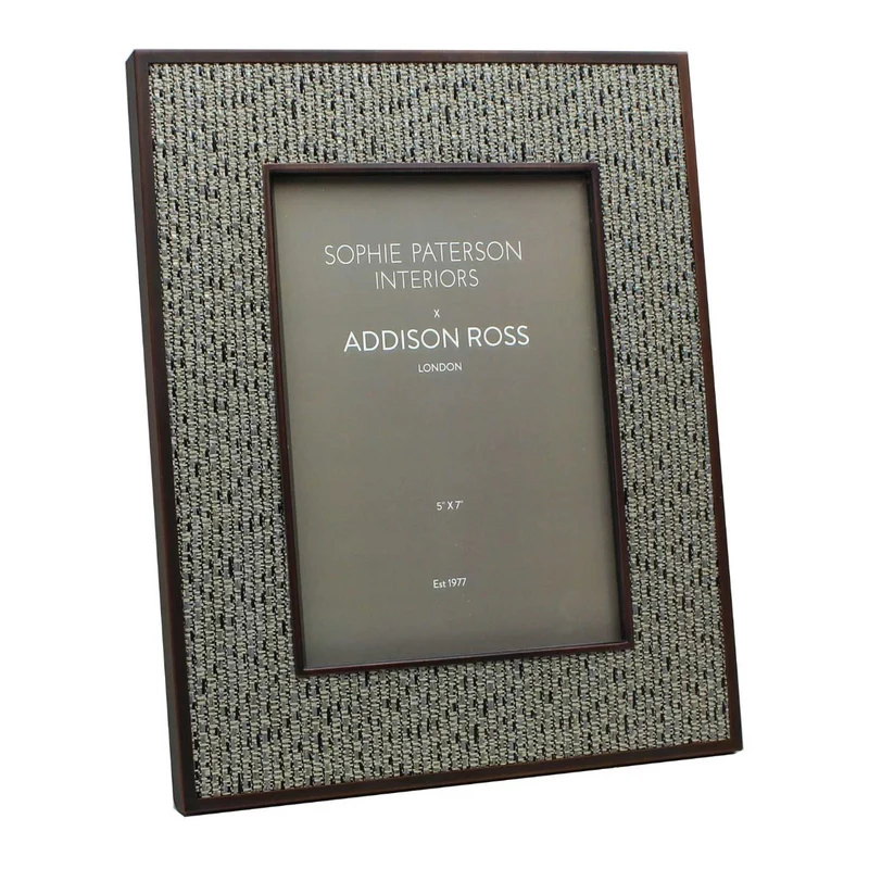 Addison Ross Faux Grey Tweed Rattan Frame 5x7
