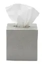 Pigeon and Poodle Dannes Sq Tissue Box, Light Gray Faux Linen