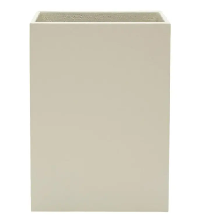 Pigeon and Poodle Dannes Sq Wastebasket, White Faux Linen