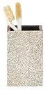 Pigeon and Poodle Manchester Brush Holder, Warm Silver Faux Shagr