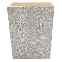 Pigeon and Poodle Manchester Sq. Wastebasket, Warm Silver Faux Shagr