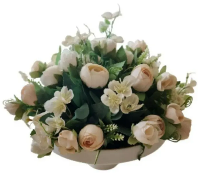 Soft White Rose Flower With Pot