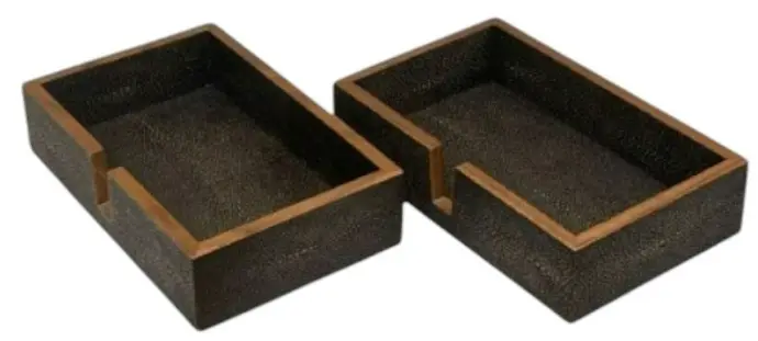 Pigeon and Poodle Manchester Hand Towel Tray, Set Of 2, Dark Mushroom