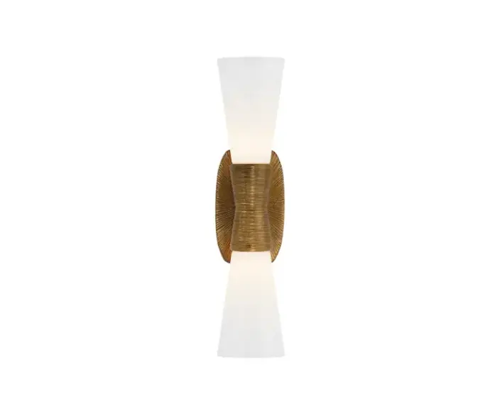 Visual Comfort Utopia Small Double Bath Sconce in Gild White Glass