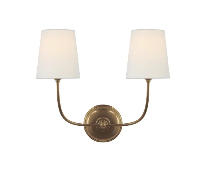Visual Comfort Vendome Double Sconce in Hand-Rubbed Antique Brass  