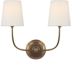 Visual Comfort Vendome Double Sconce in Hand-Rubbed Antique Brass  