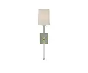Visual Comfort Lucia Medium Tail Sconce in Celadon and Crystal With Linen Shade 