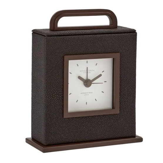 Addison Ross Anthracite Faux Shagreen Carriage Clock