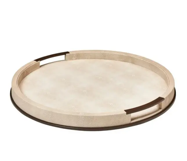 Addison Ross Ecru Shagreen Round Tray 