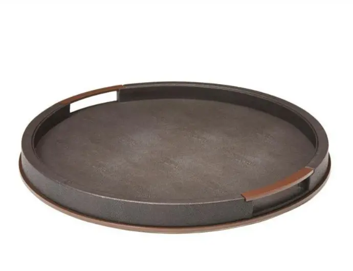 Addison Ross Anthracite Shagreen Large Round Tray
