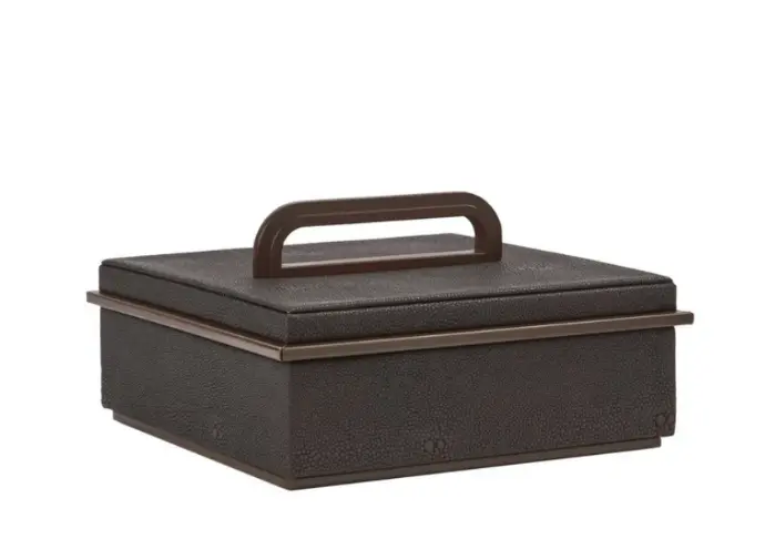 Addison Ross Anthracite Faux Shagreen Box Small 