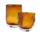 Soft Artisan Amber Glass Vase - Small