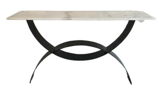[TDH523] Elements Solid Iron + Natural Marble Console Marble Color: White