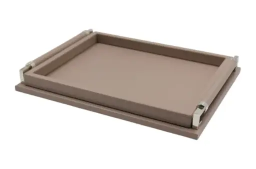 [TDH1084] Soft Silver Leather Tray