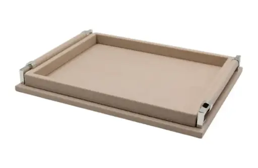 [TDH1085] Soft Silver Leather Tray