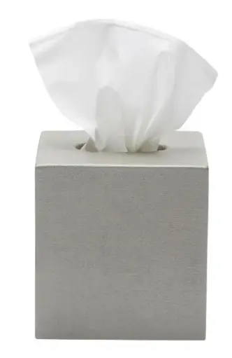 [TDH1123] Pigeon and Poodle Dannes Sq Tissue Box, Light Gray Faux Linen