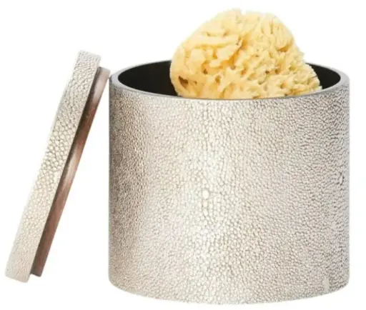 [TDH1137] Pigeon and Poodle Manchester Lg. Canister, Warm Silver Faux Shagr 