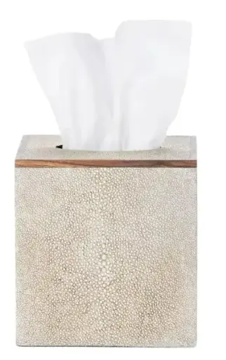 [TDH1140] Pigeon and Poodle Manchester Sq Tissue Box, Warm Silver Faux Shagr