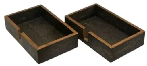 [TDH1071] Pigeon and Poodle Manchester Hand Towel Tray, Set Of 2, Dark Mushroom