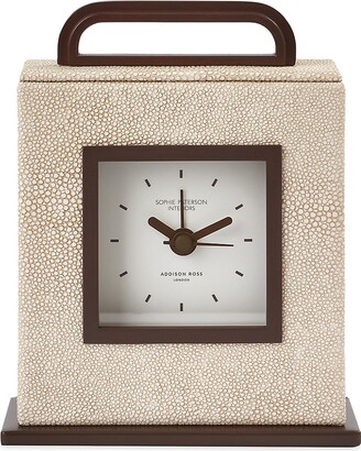 [TDH376] Addison Ross Ecru Faux Shagreen Carriage Clock
