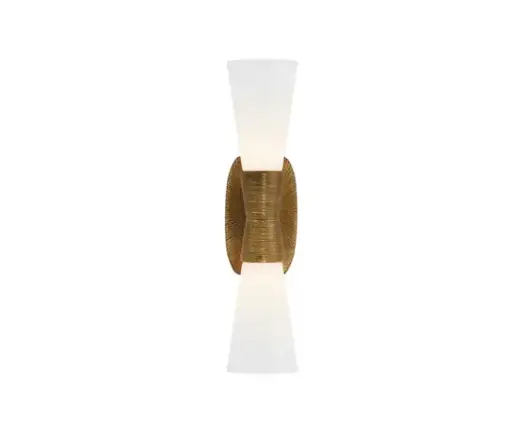 [TDH564] Visual Comfort Utopia Small Double Bath Sconce in Gild White Glass