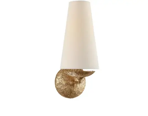 [TDH575] Visual Comfort Fontaine Single Sconce in Gilded Plaster With Linen Shade 