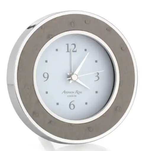 [TDH1194] Addison Ross Shadow Ostrich Silver Alarm Clock