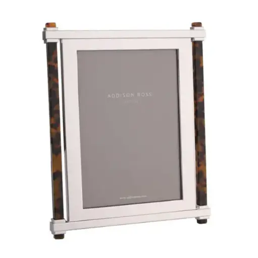 [TDH1184] Addison Ross Tortoiseshell & Silver Pillar Photo Frame 8x10
