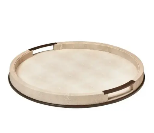 [TDH1177] Addison Ross Ecru Shagreen Round Tray 