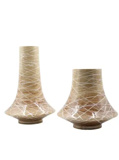 [TDH1462] Soft Handpainted Wooden Decorative  Vase Medium