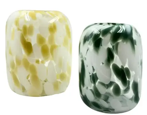 [TDH1618] Soft Yellow Vase With White Dots