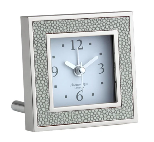 [TDH1644] Addison Ross Grey Shagreen Square Silent Alarm Clock 