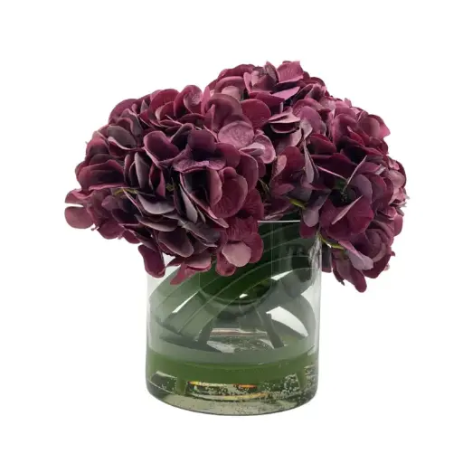 [TDH1779] Soft Hydrangea Mauve In Cylinder Glass Vase